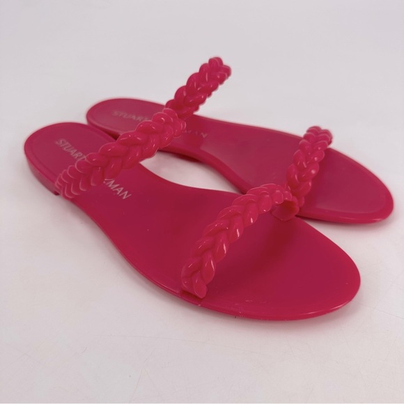 Stuart Weitzman Hot Pink Bradia Sawyer Jelly Sandals 9 - Picture 1 of 5